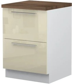 Επιδαπέδιο ντουλάπι Raval R-60-2F-Λευκό - Λευκό γυαλιστερό