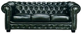 Καναπές Τριθέσιος Chesterfield 689 Ε9574,33 201x92x72cm Antique Green Δέρμα
