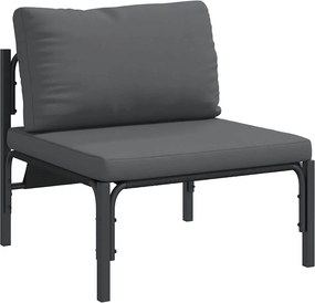 vidaXL Σετ Καναπέ Κήπου με μαξιλάρι 6 pcs Μαύρο Ατσάλι
