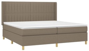 vidaXL Κρεβάτι Boxspring με Στρώμα &amp; LED Taupe 200x200 εκ. Υφασμάτινο