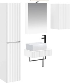 vidaXL Σετ Επίπλων Μπάνιου 5 pcs Λευκό Επεξεργασμένο Ξύλο και Γυαλί