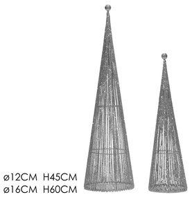 Δεντράκι Κώνος Ασημί Φ12x45/16x60cm Σετ 2Τμχ