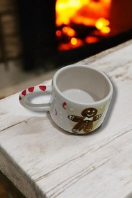 Stewehome Κεραμική χειροποίητη κούπα με σχέδιο ανθρωπάκι μπισκότο Λευκό