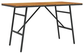 vidaXL Τραπέζι Τραπεζαρίας - Μαύρο, 110x55x62 εκ, Φτιαγμένο από Μασίφ Ξύλο Ακακίας