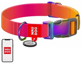 Nylon dog collar with QR code WAUDOG 15 mm wide, 25-35 cm long orange