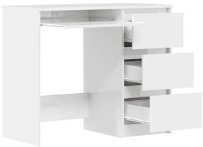 vidaXL Γραφείο Γυαλιστερό Λευκό 90 x 45 x 76 εκ. από Επεξ. Ξύλο