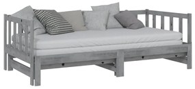 vidaXL Καναπές Κρεβάτι Γκρι 2 x (90 x 200) εκ. από Μασίφ Ξύλο Πεύκου