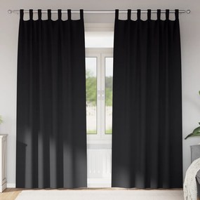 vidaXL Κουρτίνες με κουρτίνες 2 pcs Μαύρο 245 x 140 εκ. Πολυεστέρας