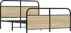 vidaXL Σκελετός Κρεβ. Χωρίς Στρώμα Sonoma Δρυς 150x200 εκ. Μεταλλικό