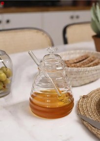 Βάζο μελιού από γυαλί Λευκό 13x10x10 cm
