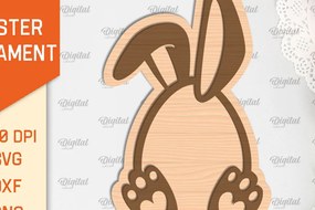 Σετ των 3 Intra απο ξύλο plywood 3mm-4mm πάχος - Πασχαλινό στολίδι Laser cut. Λαγουδάκι του Πάσχα Δίασταση 6x6 cm INTRAFABR-89690031