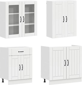 vidaXL Μονάδα κουζίνας LUCCA 8 pcs Γυαλιστερό Λευκό Επεξεργασμένο Ξύλο