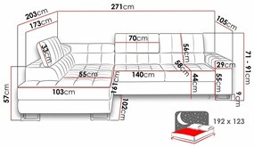 Γωνιακός Καναπές Comfivo 232, Λειτουργία ύπνου, Αποθηκευτικός χώρος, 271x203x71cm, 141 kg, Πόδια: Μέταλλο, Πλαστική ύλη | Epipla1.gr