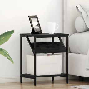 vidaXL Κομοδίνο Μαύρη δρυς 38 x 30 x 48 εκ. Επεξεργασμένο ξύλο