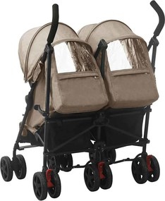 vidaXL Καρότσι Διδύμων Taupe Ατσάλινο