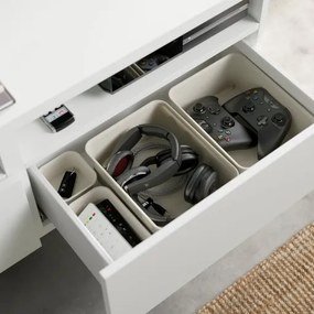 BESTÅ σύνθεση αποθήκευσης TV/γυάλινες πόρτες/συρτάρια με μαλακό κλείσιμο, 300x42x211 cm 994.068.31