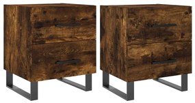 vidaXL Κομοδίνα 2 τεμ. Καπνιστή Δρυς 40 x 35 x 47,5 εκ. Επεξεργ. Ξύλο