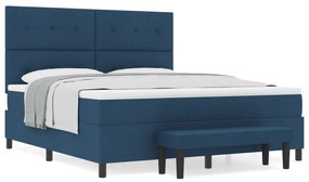 vidaXL Κρεβάτι με Βαρίδι και Στρώμα & Μπάγκος Μπλε 180x200 εκ. Ύφασμα