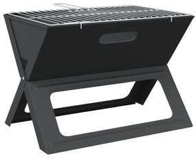 vidaXL Γκριλ BBQ Κάρβουνου - Αναδιπλούμενο, Μαύρο, 46x30x31 εκ, Κατασκευασμένο από Ατσάλι