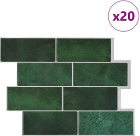 vidaXL Πλακάκι Subway 20 pcs Σκούρο Πράσινο 29 x 21 εκ