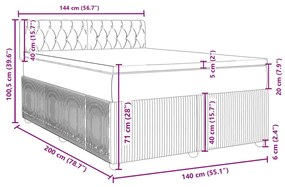 Κρεβάτι Boxspring με Στρώμα Ανοιχτό Γκρι 140x200 εκ. Βελούδινο - Γκρι