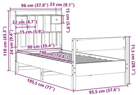 ΚΡΕΒΑΤΙ ΒΙΒΛΙΟΘΗΚΗ ΧΩΡΙΣ ΣΤΡΩΜΑ 90X190 ΕΚ ΜΑΣΙΦ ΞΥΛΟ ΠΕΥΚΟΥ 3323047