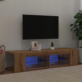 Έπιπλο Τηλεόρασης με LED Αρτισιανή Δρυς 135x39x30 εκ Επεξ.Ξύλο