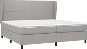vidaXL Κρεβάτι Boxspring με Στρώμα Ανοιχτό Γκρι 200x200 εκ. Υφασμάτινο