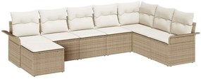 vidaXL Σετ Καναπέ Κήπου με μαξιλάρι 8 pcs Μπεζ Πολυ ράταν