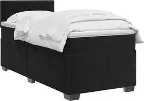 vidaXL Κρεβάτι Box Spring με Στρώμα και LED Μαύρο 80 x 200 cm Βελούδο