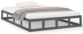vidaXL Πλαίσιο Κρεβατιού Γκρι 150 x 200 εκ. Μασίφ Ξύλο King Size