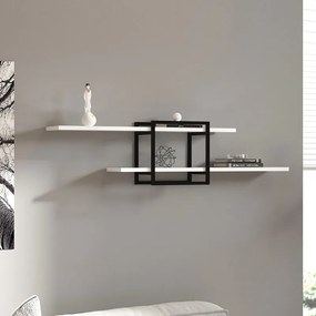 Ραφιέρα τοίχου Mone Megapap χρώμα λευκό - μαύρο 120x18x30εκ.