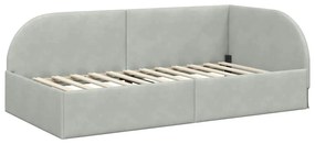 vidaXL Κρεβάτι γωνίας με στρώμα με κεφαλάρι 2 pcs Ανοιχτό γκρι Βελούδο