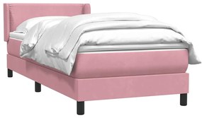 vidaXL Box Spring κρεβάτι με στρώμα ροζ 100x220 cm Βελούδινο