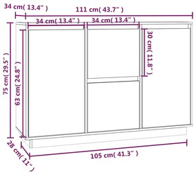 Ντουλάπι 111 x 34 x 75 εκ. από Μασίφ Ξύλο Πεύκου - Καφέ