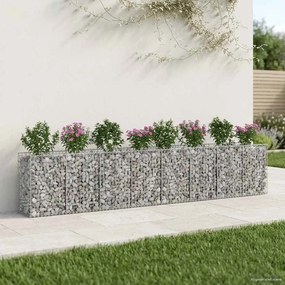 vidaXL Ανασηκωμένο κρεβάτι gabion 3 pcs Ασημί