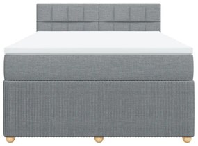 Κρεβάτι Boxspring με Στρώμα Ανοιχτό Γκρι 140x190 εκ. Υφασμάτινο - Γκρι