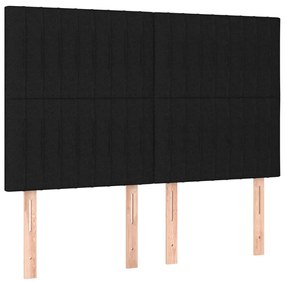 vidaXL Κρεβάτι Boxspring με Στρώμα &amp; LED Μαύρο 140x200 εκ. Υφασμάτινο