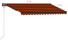 Τέντα Συρόμενη Αυτόματη Πορτοκαλί / Καφέ 400 x 300 εκ. - Πολύχρωμο