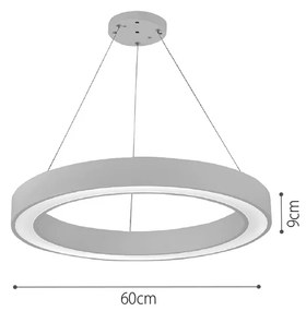 Κρεμαστό φωτιστικό LED 68W 3CCT (by switch on base) σε μαύρη απόχρωση D:60cm (6073-60-BL) - 6073-60-BL - 51W - 100W - 6073-60-BL