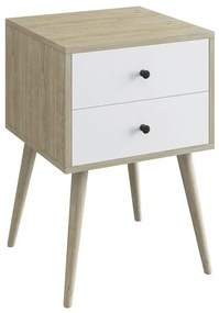 ALIDA Κομοδίνο με 2 Συρτάρια, Απόχρωση Sonoma - Άσπρο 40x40x60cm Ε7341,2