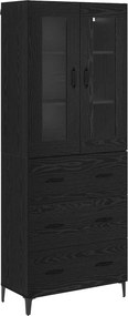 vidaXL Highboard Μαύρη Οξυά 69,5 x 34 x 180 εκ. Επεξεργασμένο Ξύλο