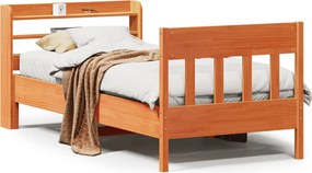 vidaXL Σκελετός Κρεβ. Χωρίς Στρώμα Καφέ Κεριού 75x190 εκ Μασίφ Πεύκο