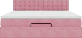vidaXL Οθωμανικό κρεβάτι με στρώμα ροζ 160x200cm Βελούδο