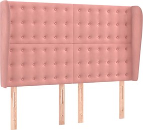 vidaXL Κρεβάτι Boxspring με Στρώμα &amp; LED Ροζ 140x200 εκ. Βελούδινο