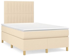 VidaXL Κρεβάτι Boxspring με Στρώμα & LED Κρεμ 120x190 εκ. Υφασμάτινο