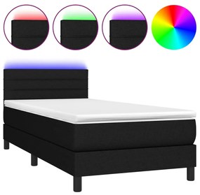 ΚΡΕΒΑΤΙ BOXSPRING ΜΕ ΣΤΡΩΜΑ &amp; LED ΜΑΥΡΟ 100X200 ΕΚ. ΥΦΑΣΜΑΤΙΝΟ 3133215