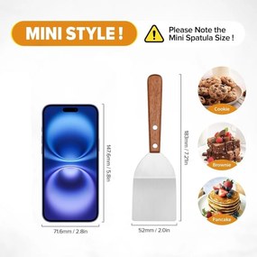 Mini Σπάτουλα Μαγειρικής INOX 18x5cm με Ξύλινη Λαβή