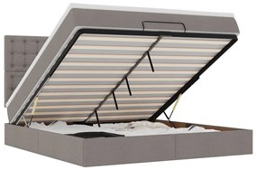 vidaXL Οθωμανικό κρεβάτι με στρώμα & LEDs Taupe 180x200cm ύφασμα