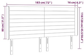 Κεφαλάρι με Πτερύγια Σκούρο Γκρι 183x16x118/128 εκ. Υφασμάτινο - Γκρι